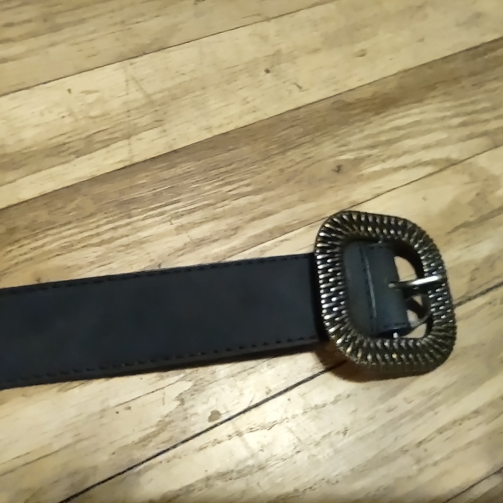 Women's Suzie Shier Black Leather-Style Belt with Buckle